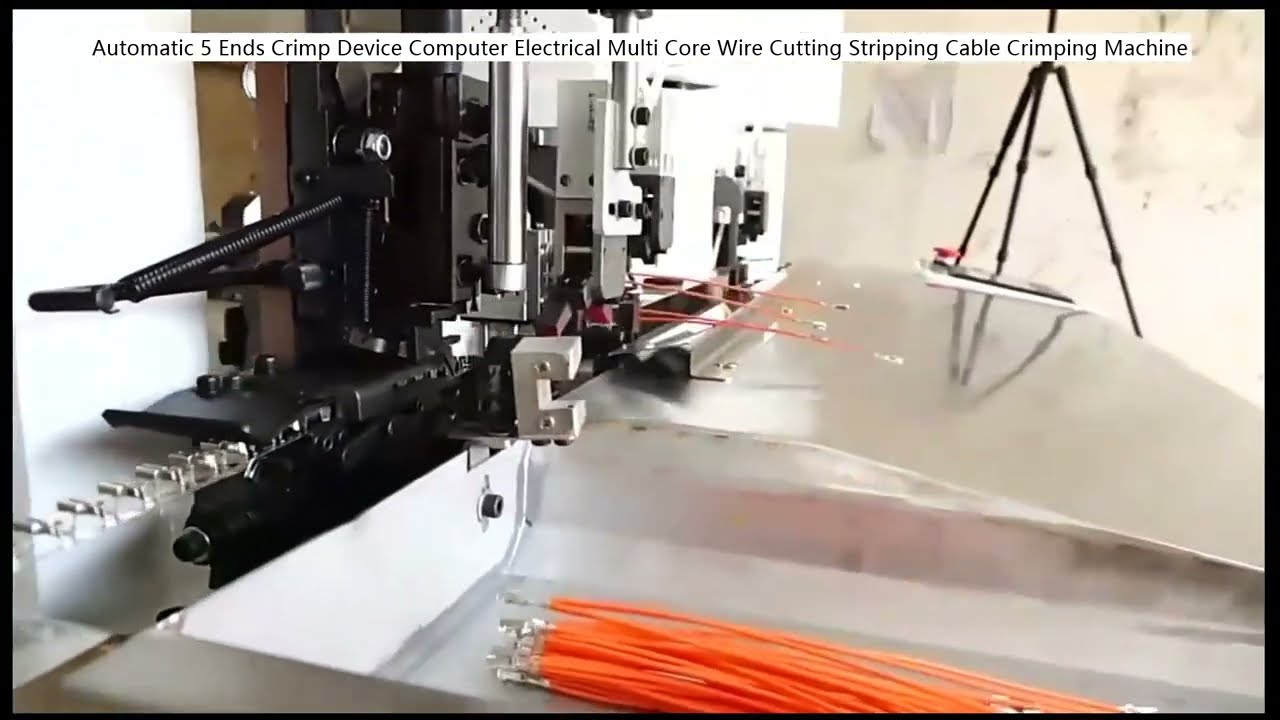 Automatic 5 Ends Crimp Device Computer Electrical Multi Core Wire Cutting Stripping Cable Crimping